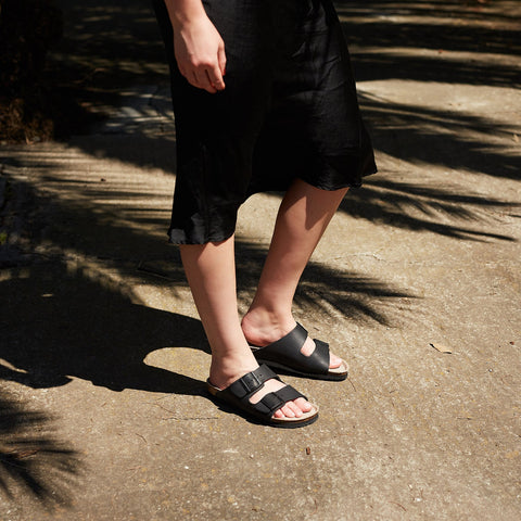 Hawaii Oiled Leather Sandal - Black