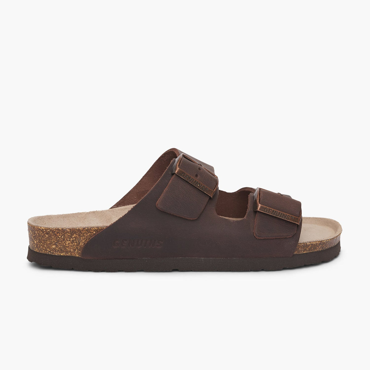 Brown leather sandal with double foot strap