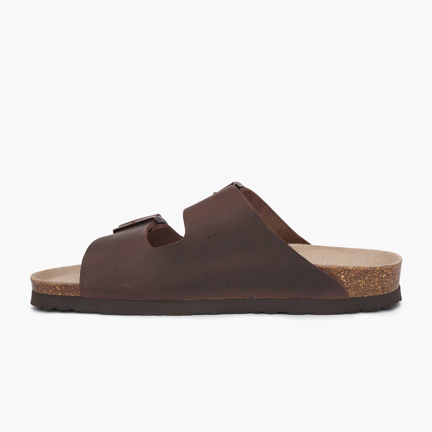 Brown leather sandal with double foot strap