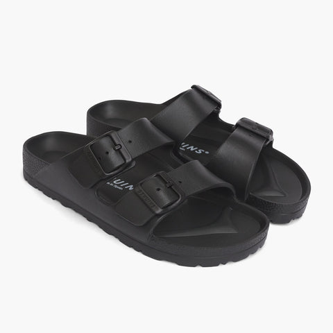 Black EVA waterproof sandals with two foot straps