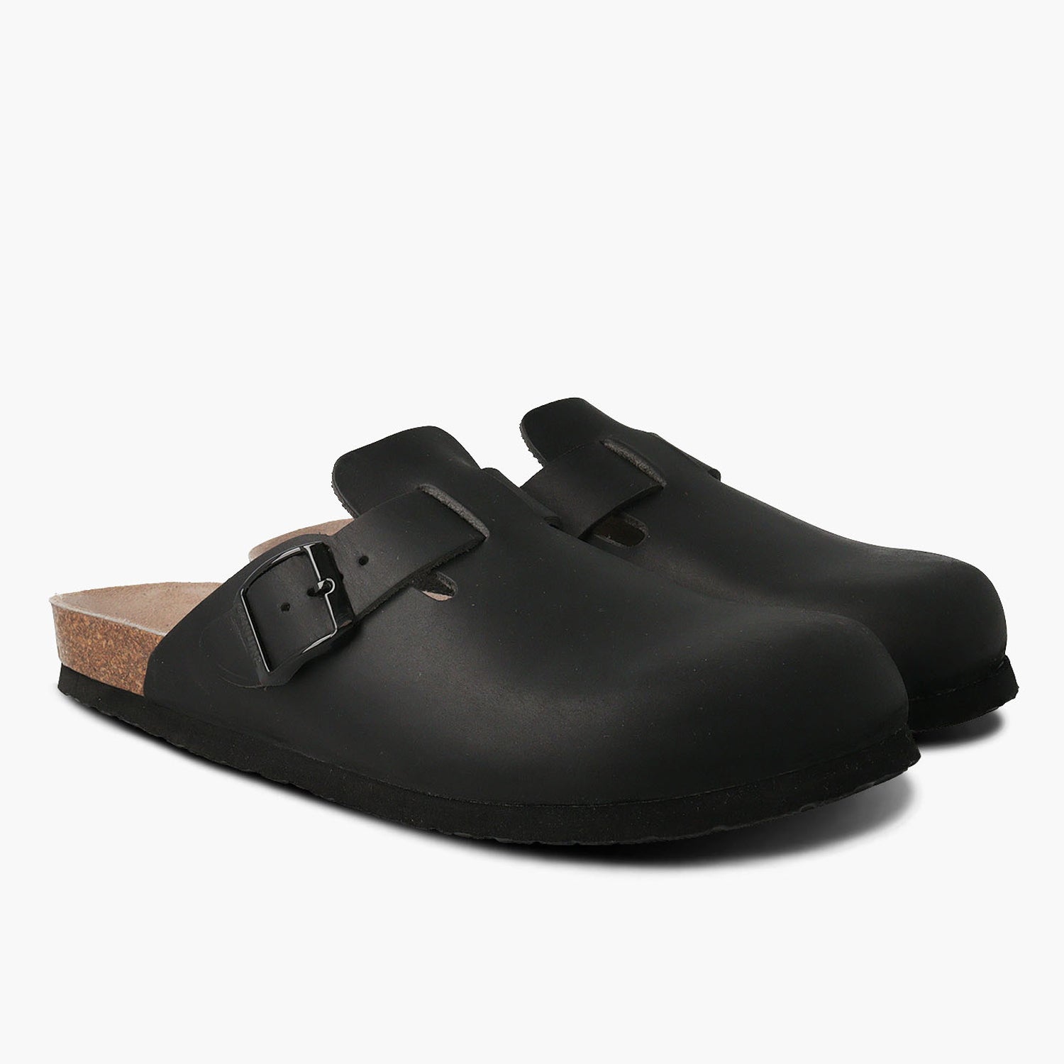 Black Leather Clogs