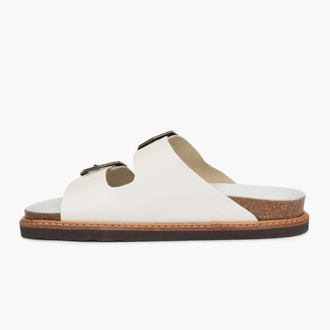 White leather sandal with two foot straps and chunky sole