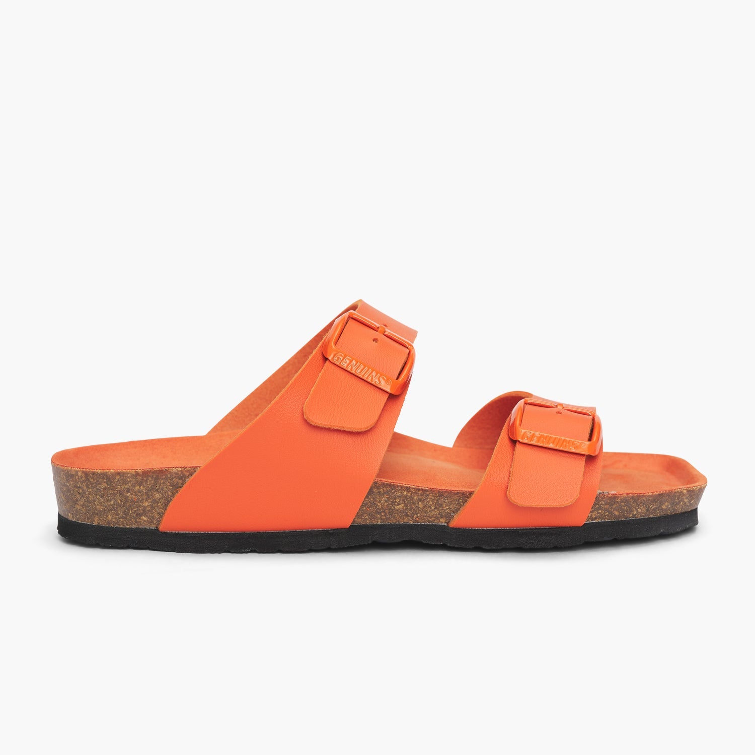 Orange vegan leather double strap sandal