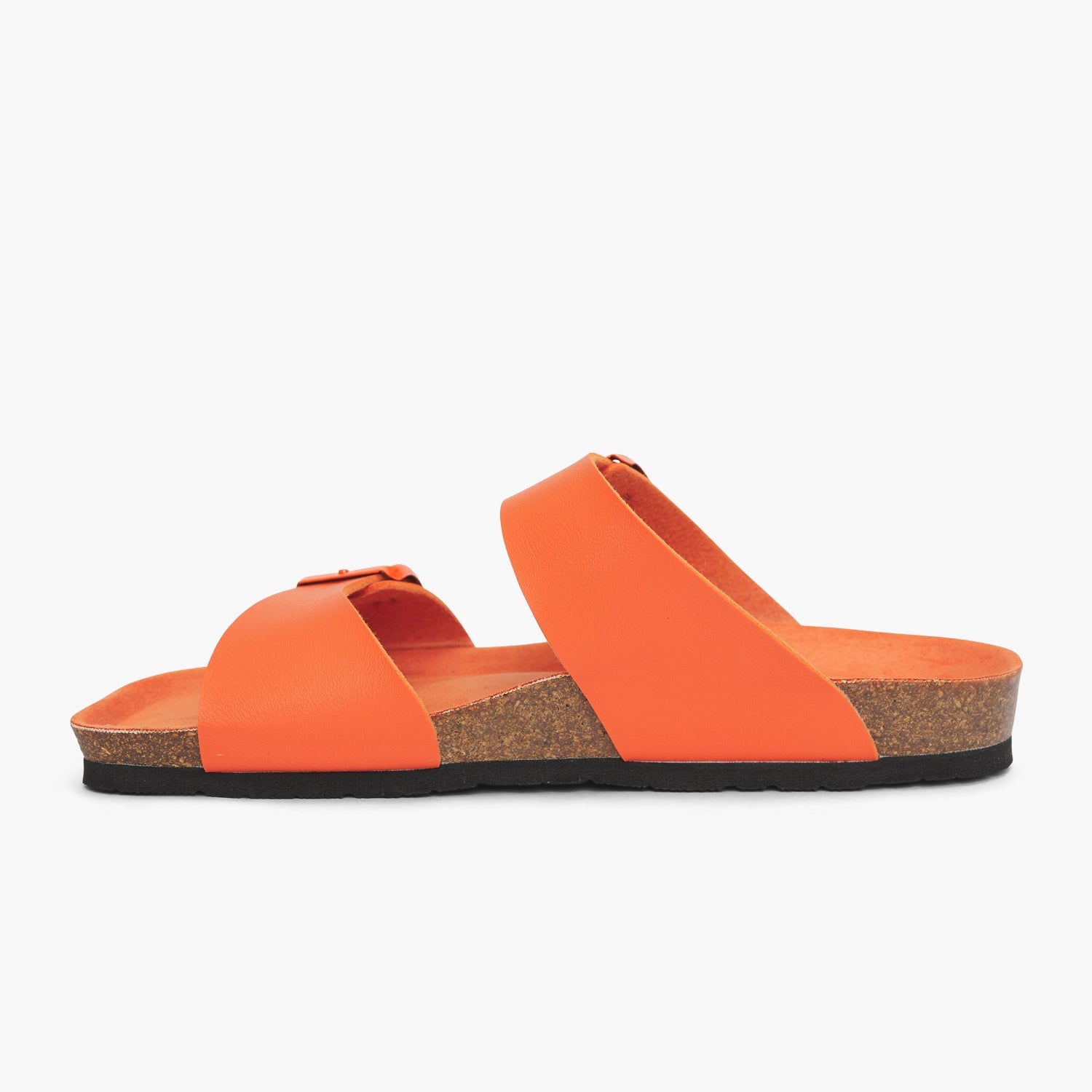 Orange vegan leather double strap sandal