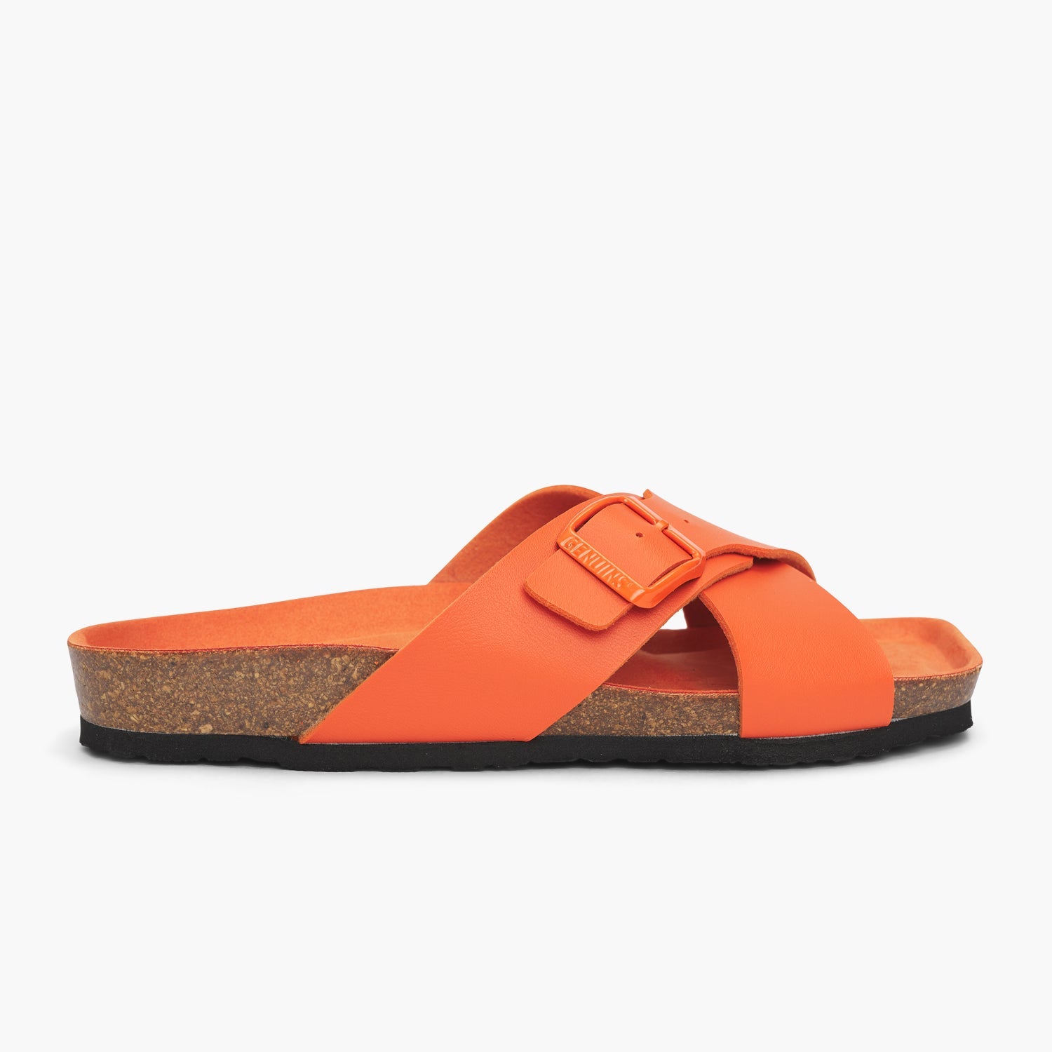 Orange vegan leather cross strap sandal