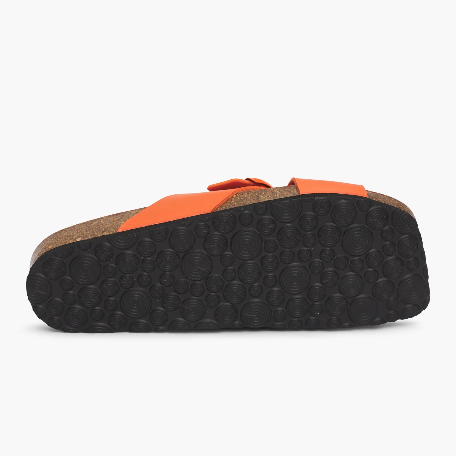 Orange vegan leather cross strap sandal sole