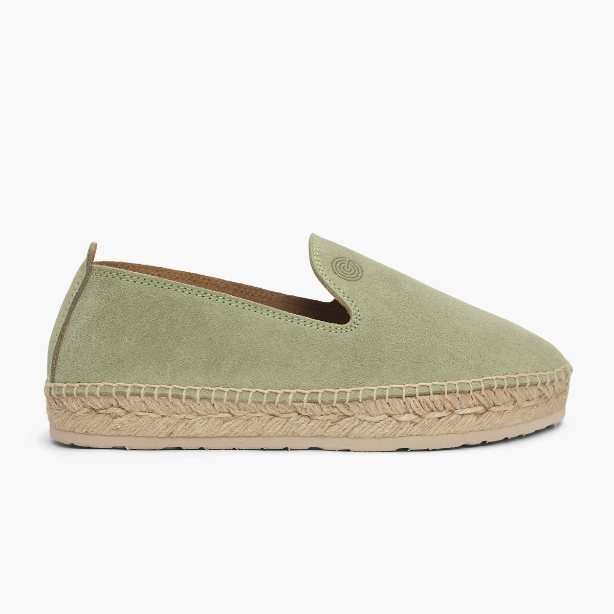 Green velour leather espadrille shoe