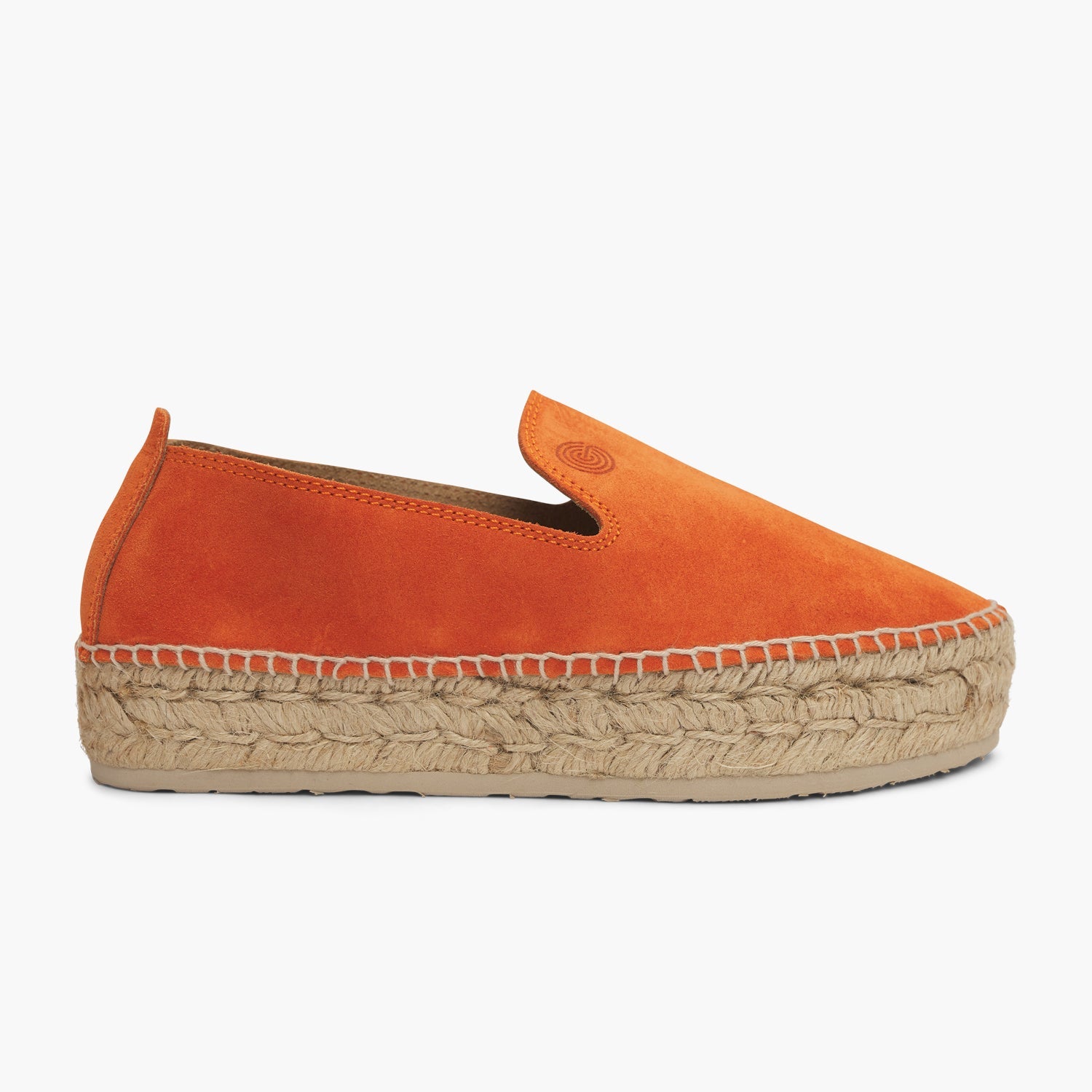 Orange velour leather espadrille shoe