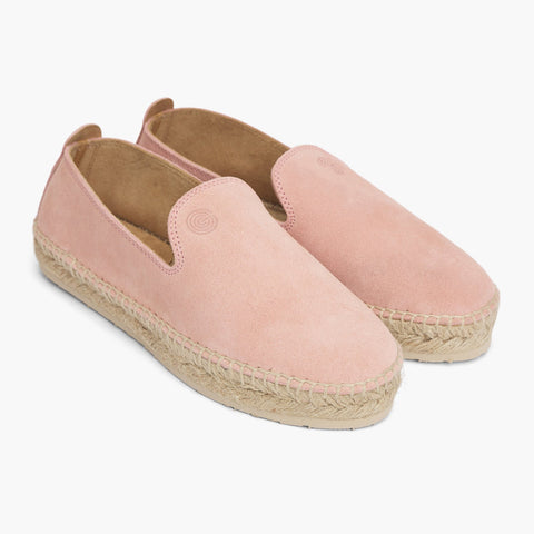 Pink velour leather espadrille shoes