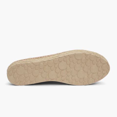 Sole of pink velour leather espadrille shoe