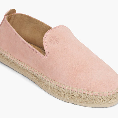 Pink velour leather espadrille shoe