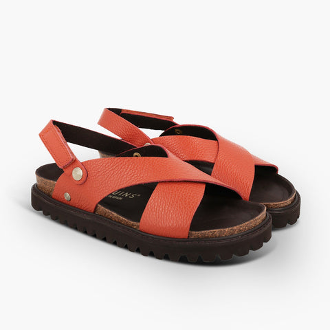 Fibonacci Leather Sandal - Orange