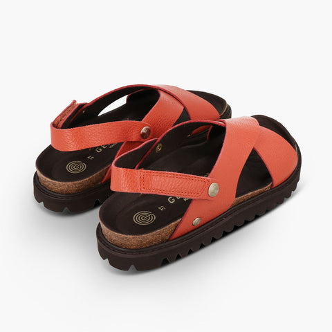 Fibonacci Leather Sandal - Orange