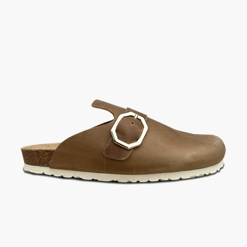 Grisela Oiled Leather Clog - Clay