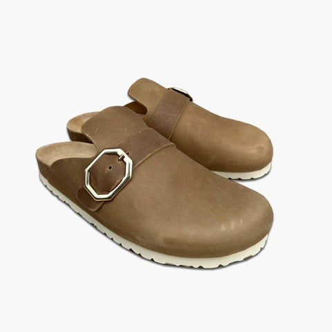 Grisela Oiled Leather Clog - Clay